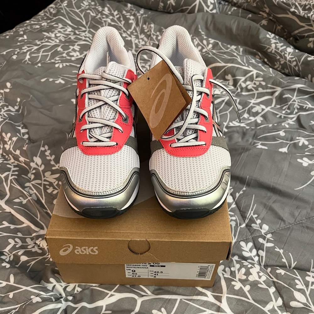 Asics White and Pink Athletic Shoes Performance Mesh